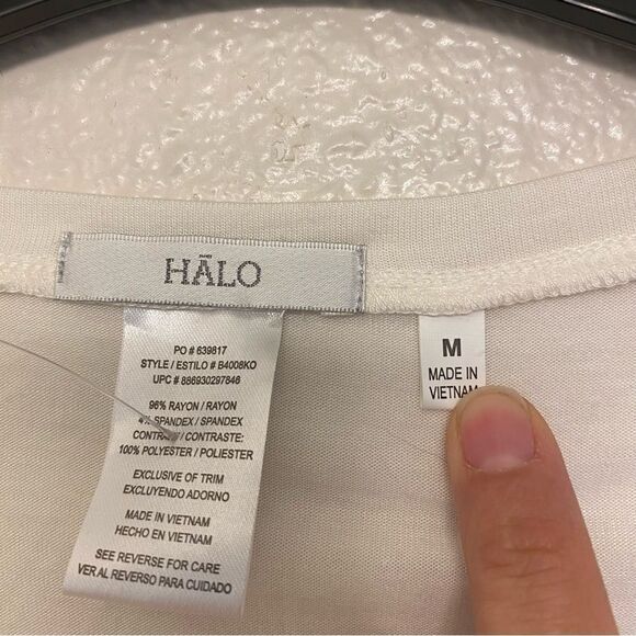 Halo Long Sleeve white semi sheer blouse top boho crew neck coastal NWT beachy M - Picture 3 of 7